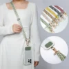 Crossbody mobile phone lanyard adjustable neckband strap rope universal clip womens pearl  hanging ornament