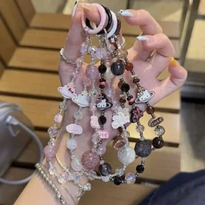 Princess Fortune Mobile Phone Chain Wrist New Alloy Cartoon Lanyard Highend Beaded Chain Pendant Camera