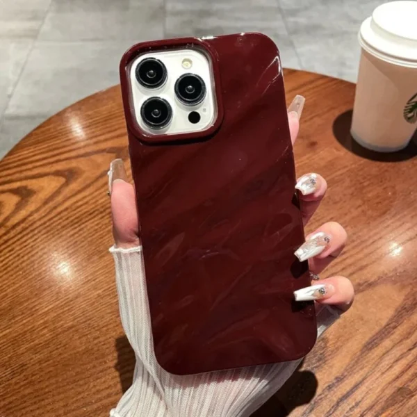 Luxury 3D Silk Wavy Pattern Phone Case Compatible for iPhone Candy Color Glossy