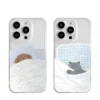 Cute Sleeping Cat Dog Couple Pattern Clear Frosted Case for Iphone
