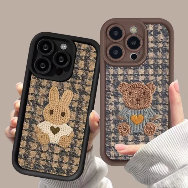 Phone Case For iPhone Sweater Rabbit Pattern Cover
