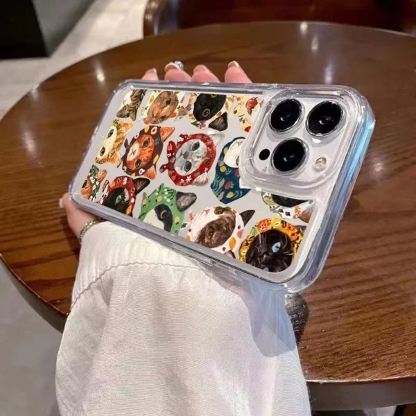 Transparent Soft Phone Case For iPhone Lovely Cat Printed Cover