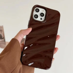 Luxury 3D Silk Wavy Pattern Phone Case Compatible for iPhone Candy Color Glossy