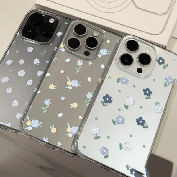 sg-11134201-7rdyj-mdb6w3ouzyvo6f.webp iPhone Case Clear Case TPU Soft Cute And Beautiful Colorful Blue Blooming Flowers