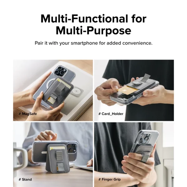Stand Grip Wallet Magnetic Card Holder for Smartphones and Other Accessories